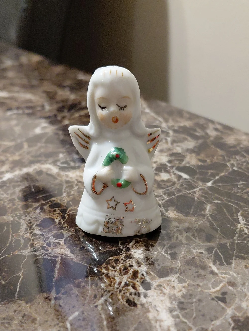Vintage Miniature Porcelain Angel Bell Ornament